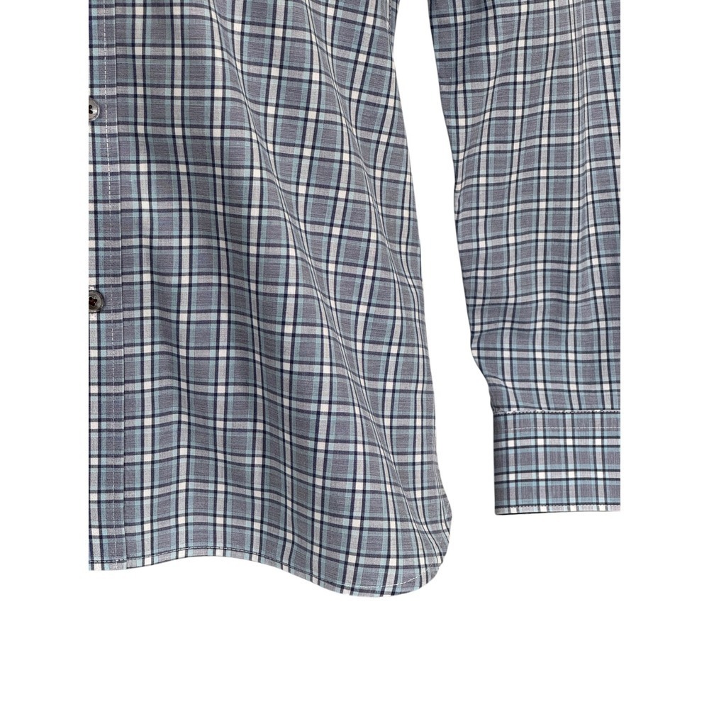 Ted Baker London Mens Size 3 Blue Plaid Long Sleeve Button Down‎ Shirt Flip Cuff - Picture 4 of 10